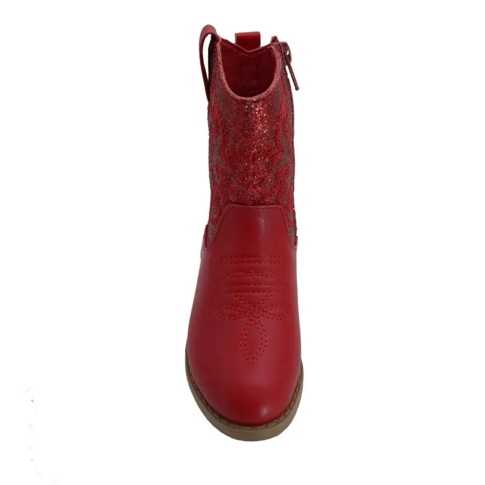 Big Girls Glitter Western Boots Shoes Size 4